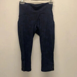 Lululemon Train Times Crop Camouflaged Midnight Navy Black W6AK0S Leggings 6